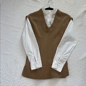 LOFT Tan V-Neck Sweater Vest
